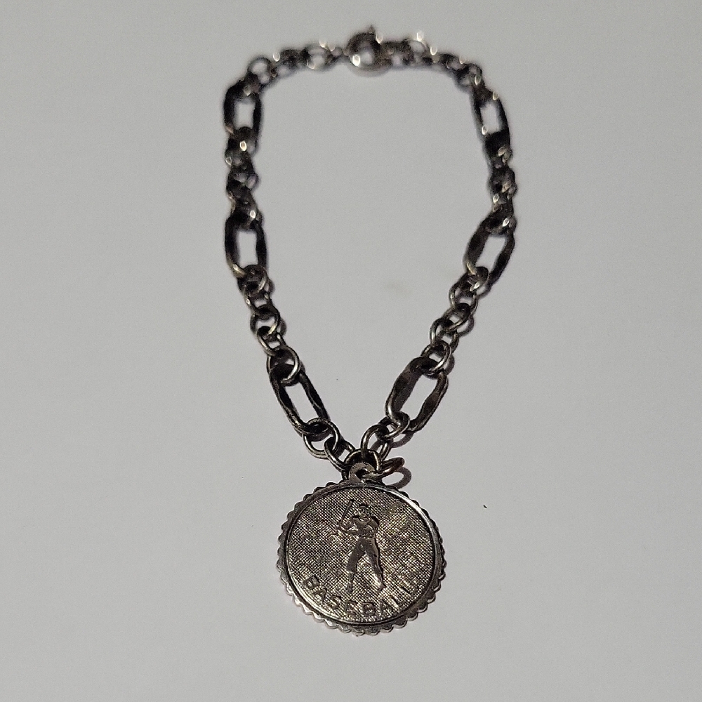 Sterling Silver Baseball Charm Bracelet